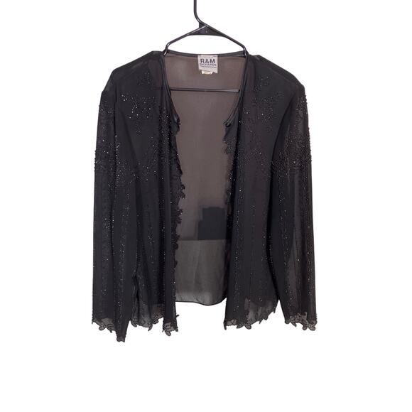 R&M Richards Beaded Glitter Sweater Y2K Shoulder Pads Women’s Plus Size 18 - Picture 1 of 4